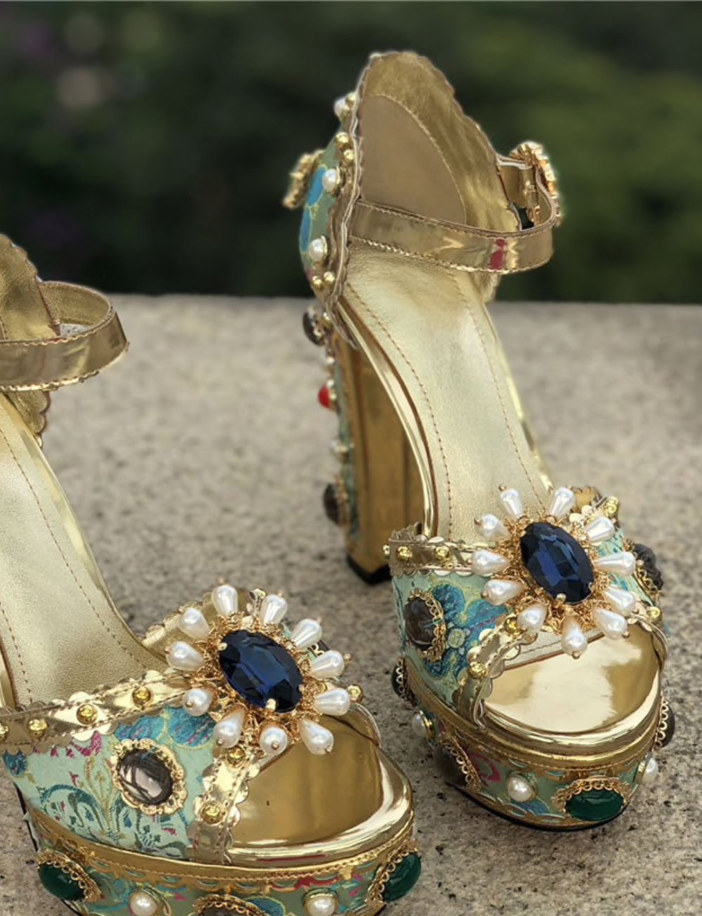 PALAIS Rhinestone-Embellished Block-Heels