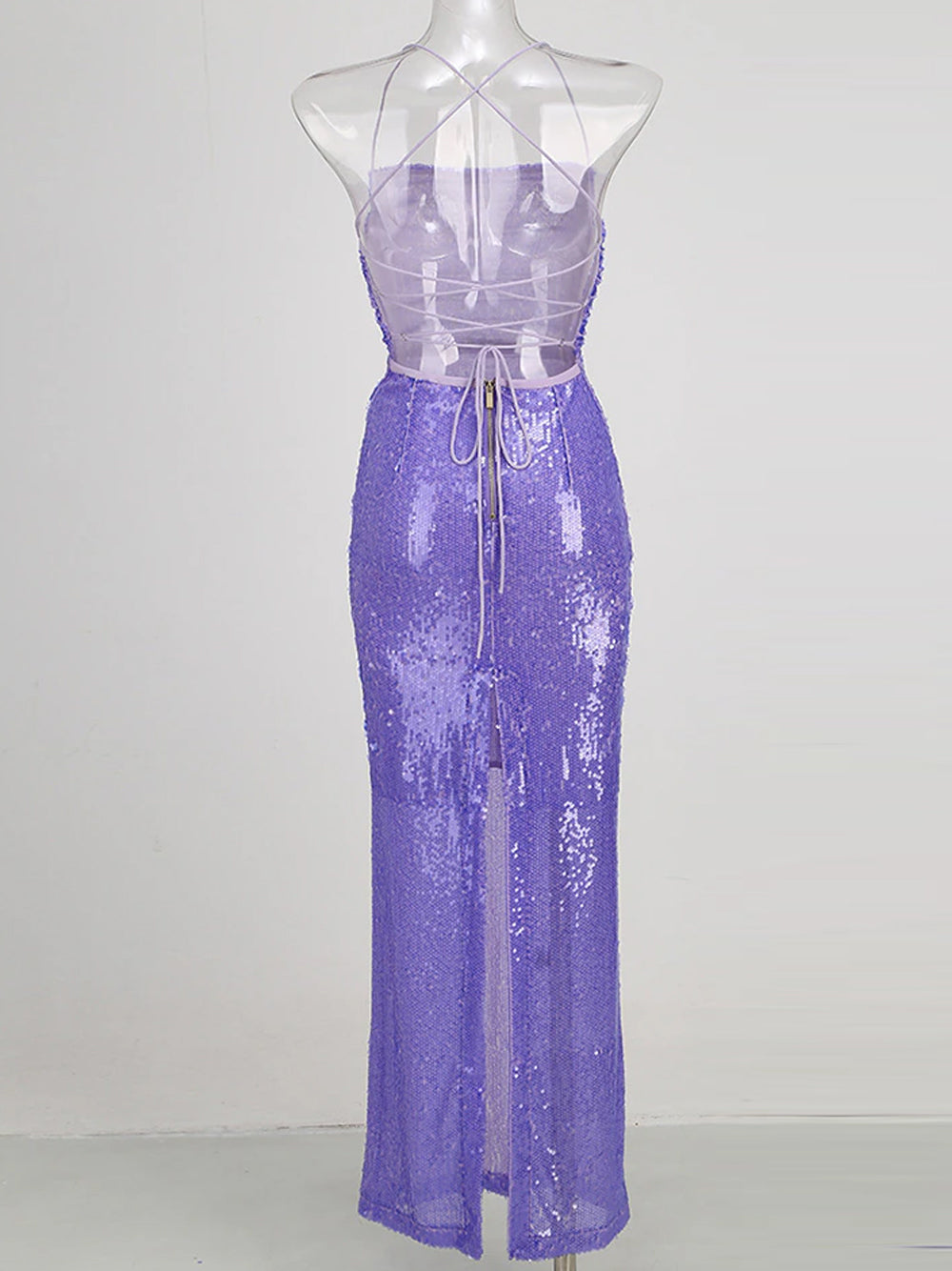 VESSAI Sequins Maxi Dress in Purple