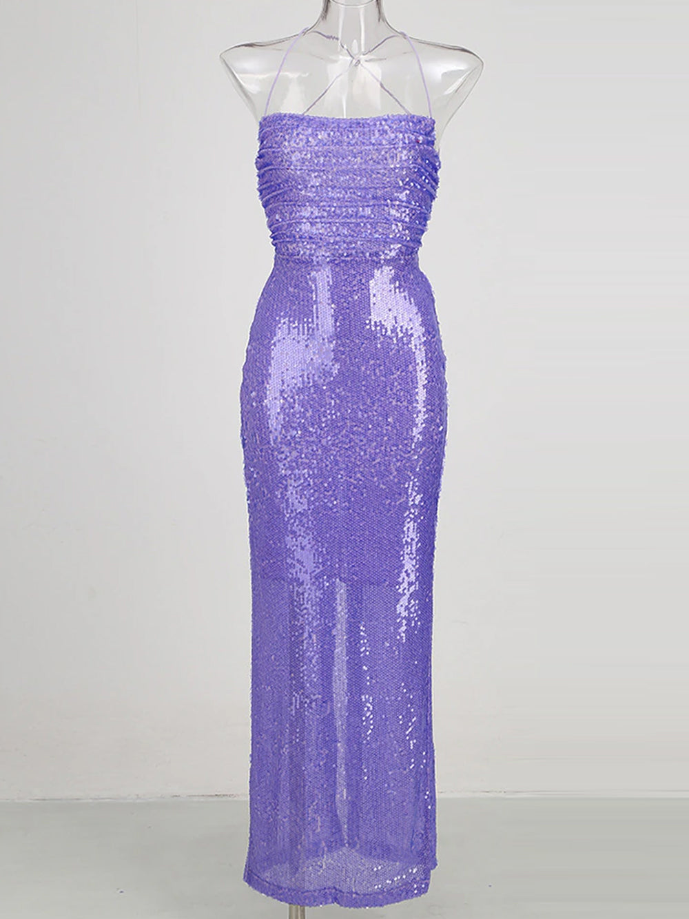 VESSAI Sequins Maxi Dress in Purple