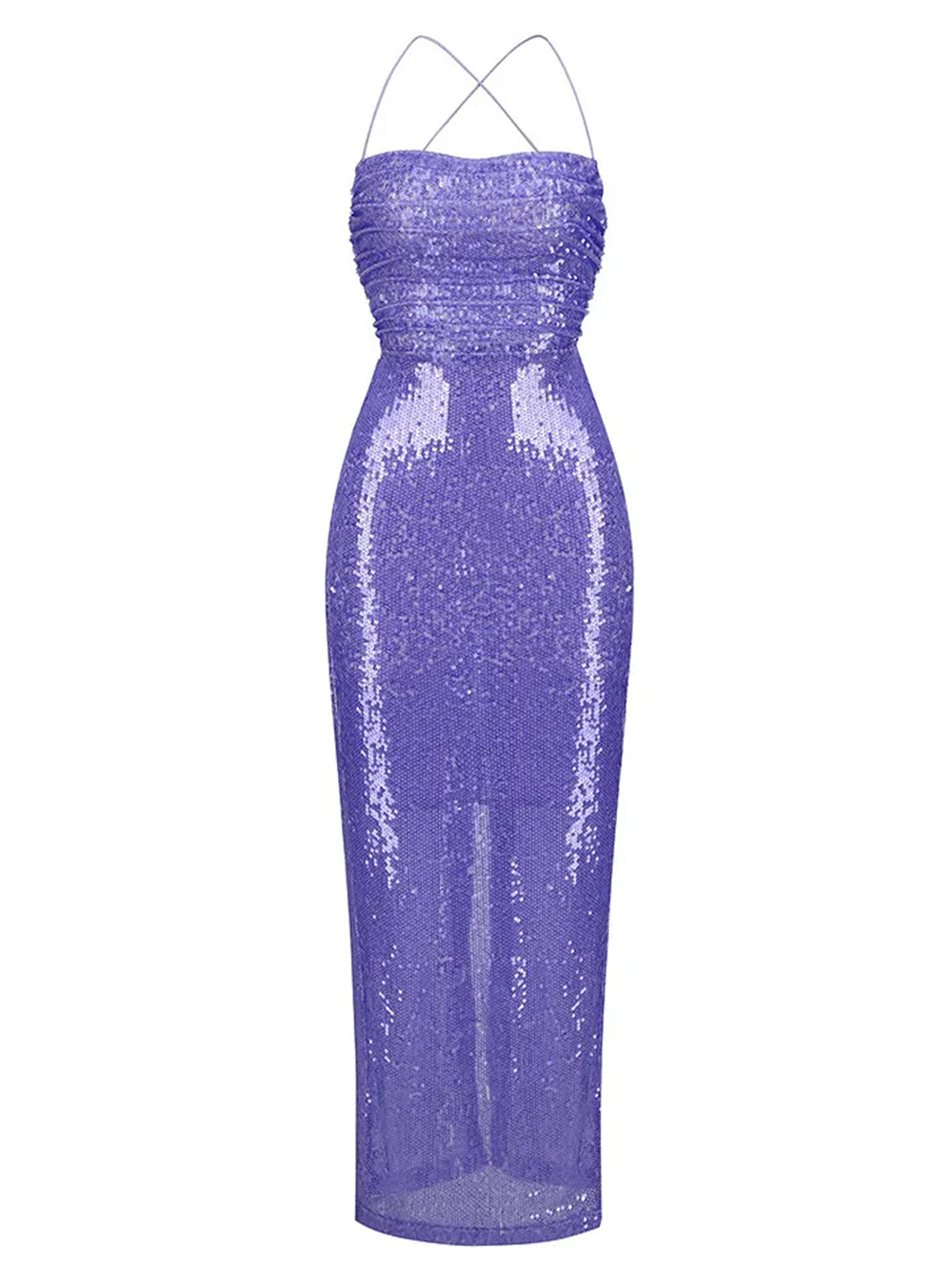 VESSAI Sequins Maxi Dress in Purple