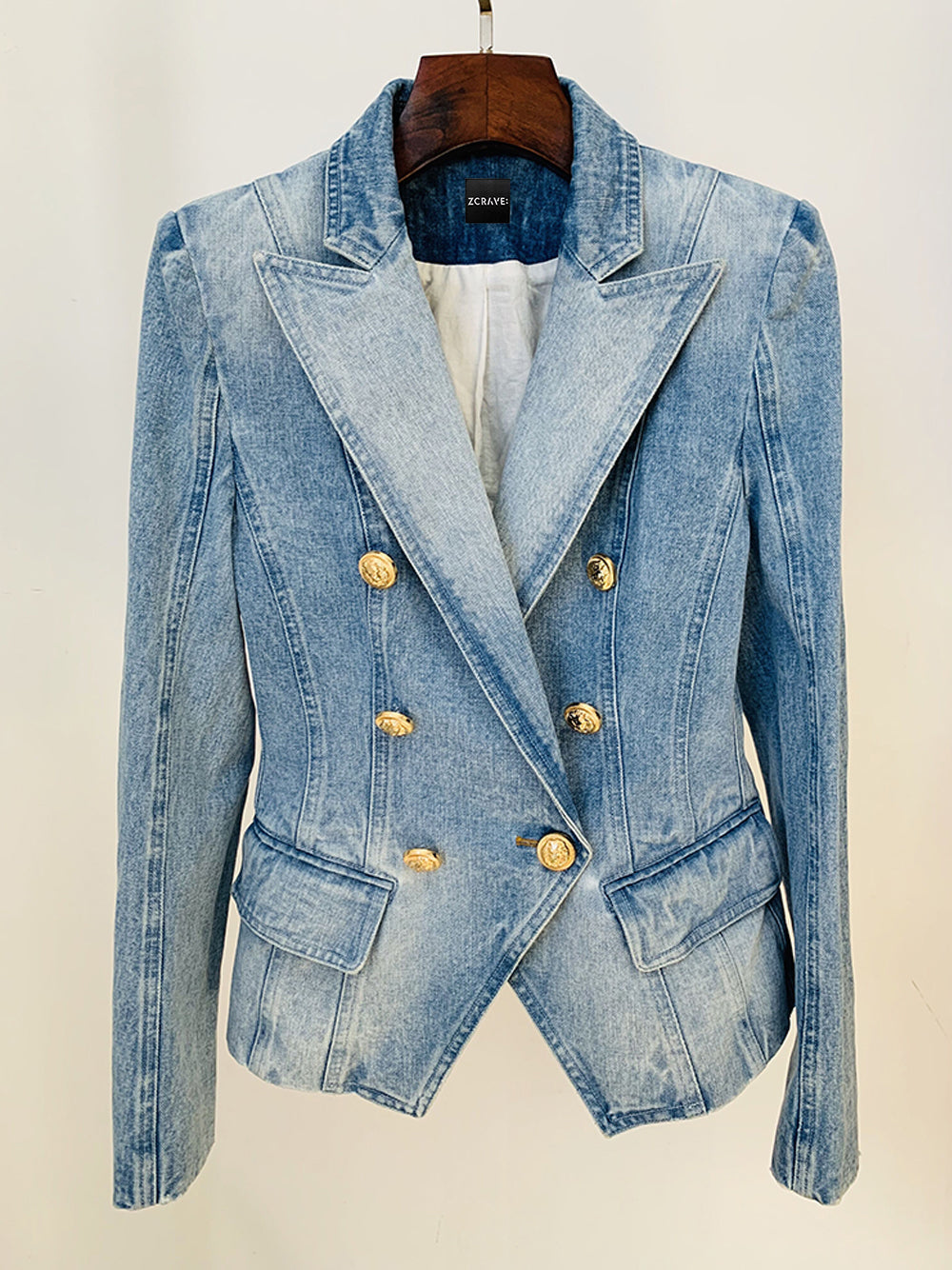 Zweireihiger Jeansblazer