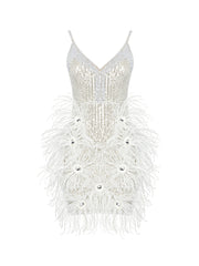 CIGNA Pearls & Feathers Mini Dress