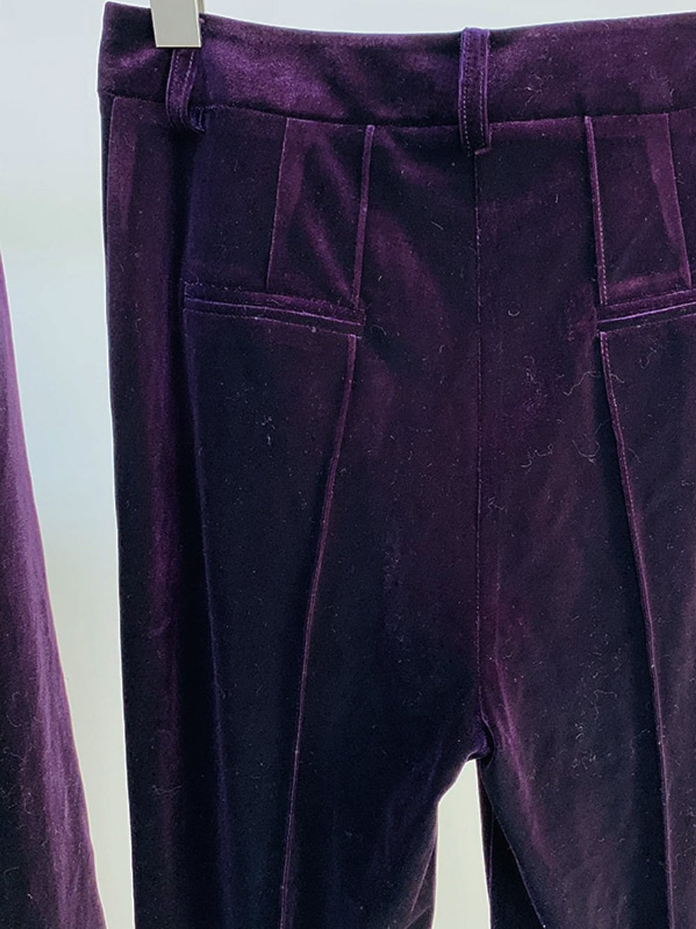 Conjunto de blazer de terciopelo y pantalón acampanado HINIYA en morado