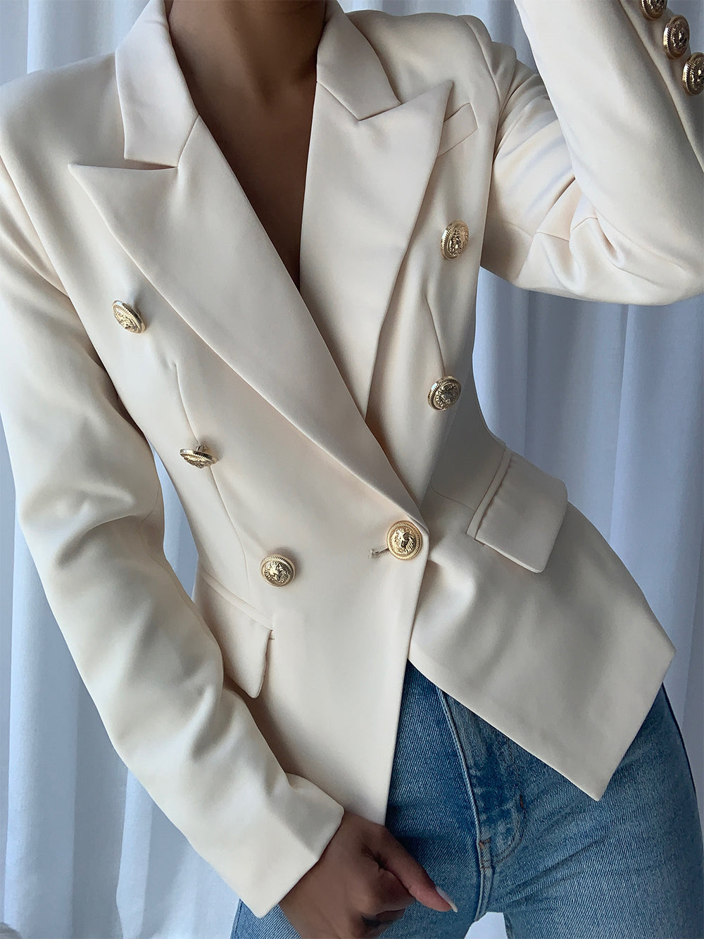 Double Breasted Blazer in White