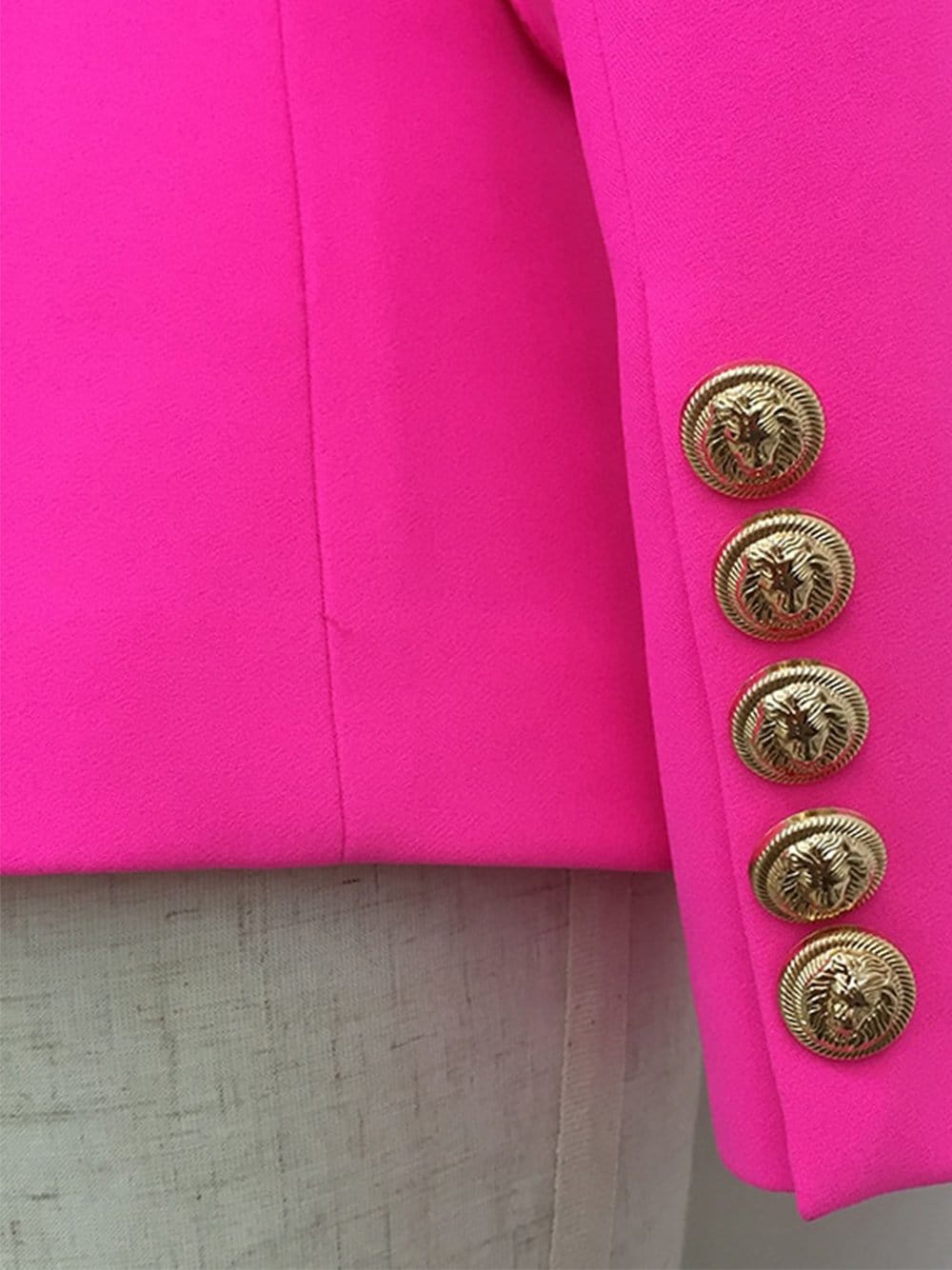 Button-Embellished Double-Breasted Blazer