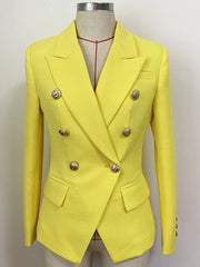 Double Breasted Textured Blazer in Yellow