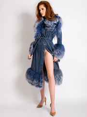 MEDUSA Denim Coat w/ Shearling Fur