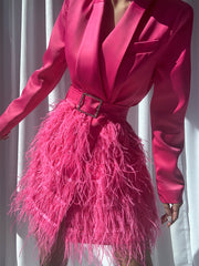 Vestido de plumas FIFTH AVE en fucsia