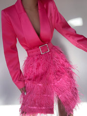 Vestido de plumas FIFTH AVE en fucsia