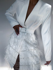 Vestido de plumas FIFTH AVE en blanco