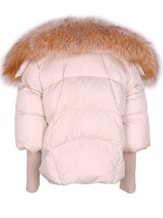 Chaqueta acolchada con ribete de piel en beige