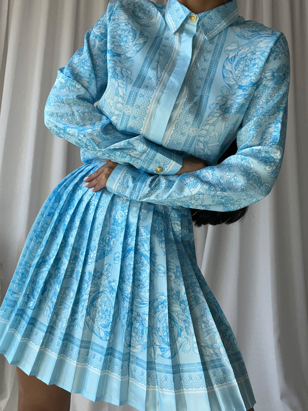 MIRAJE Blouse & Skirt Set in Azure