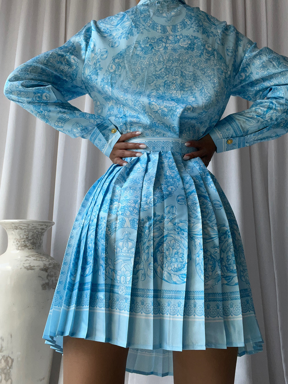 MIRAJE Blouse & Skirt Set in Azure