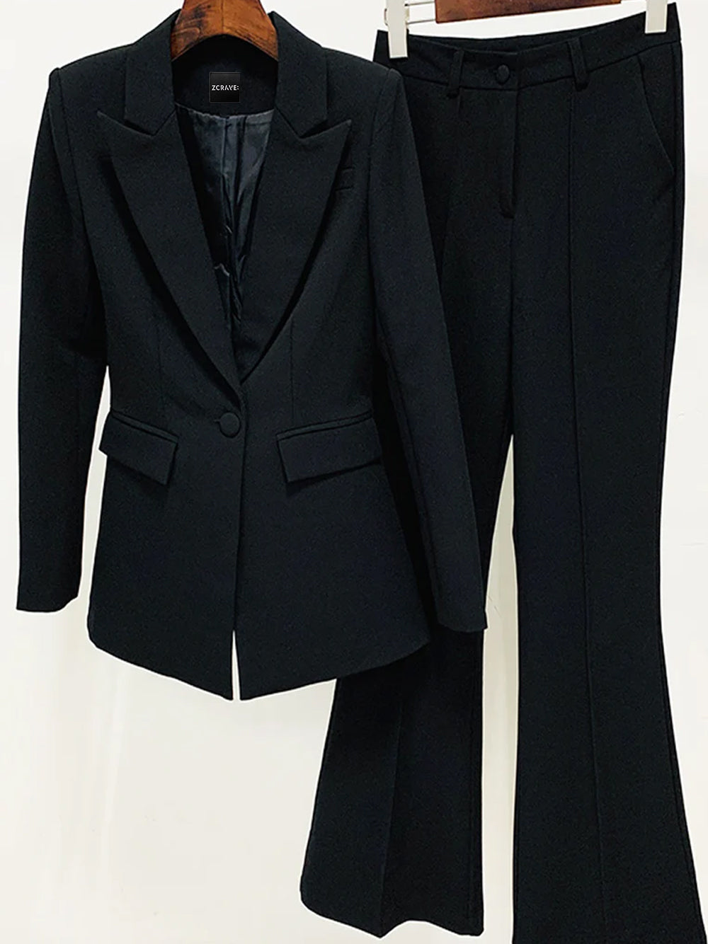 NAOMA Blazer &amp; Schlaghose Set in Schwarz 