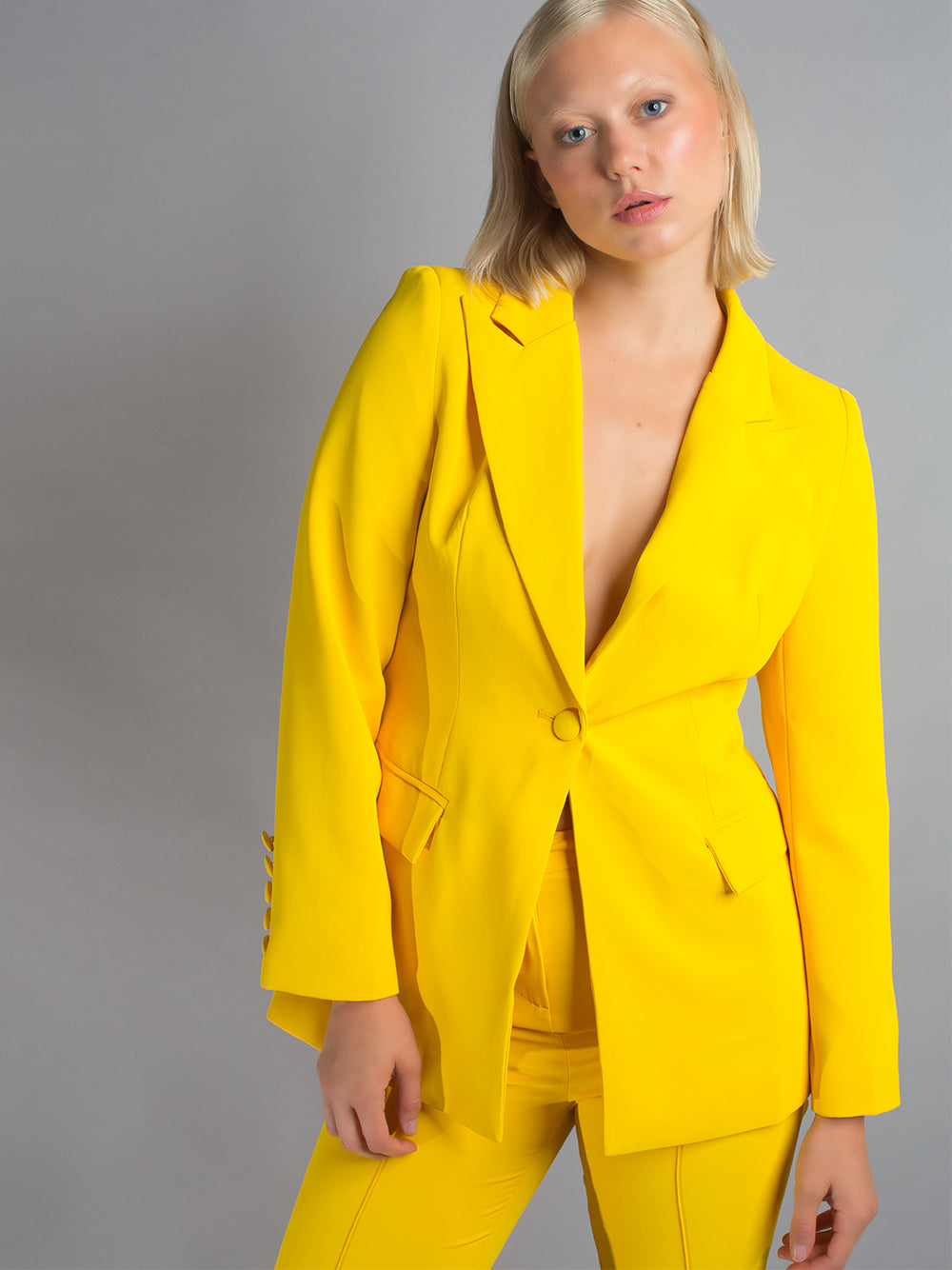 NAOMA Blazer & Flared Pants Set in Yellow