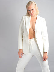 NAOMA Blazer & Flared Pants Set in White