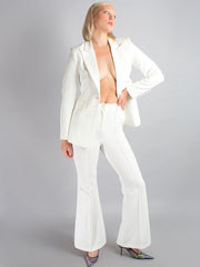 NAOMA Blazer & Flared Pants Set in White