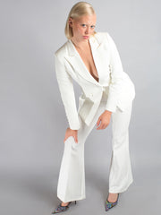 NAOMA Blazer & Flared Pants Set in White