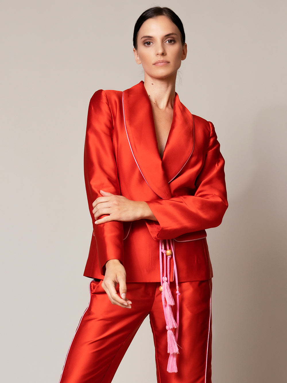 CANAL Satin Blazer & Pants Matching Set