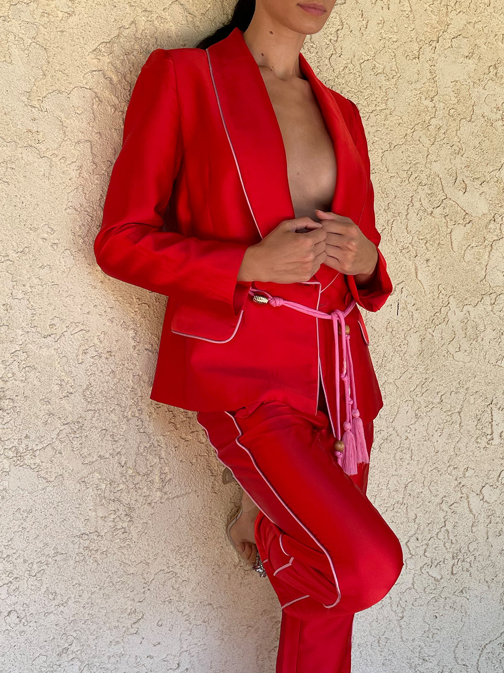 CANAL Satin Blazer & Pants Matching Set