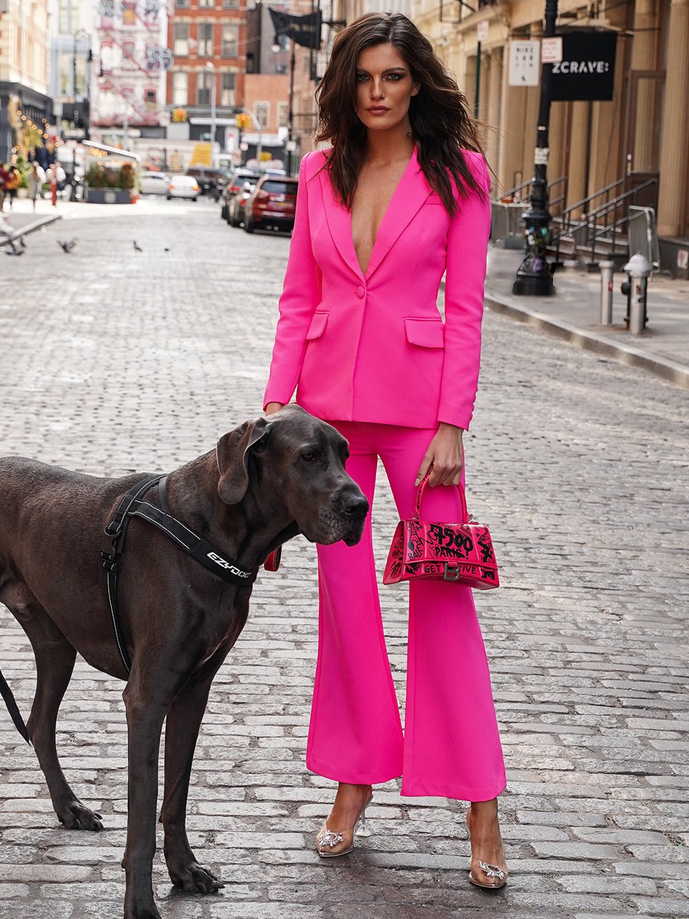 Conjunto de blazer y pantalón 212 en fucsia