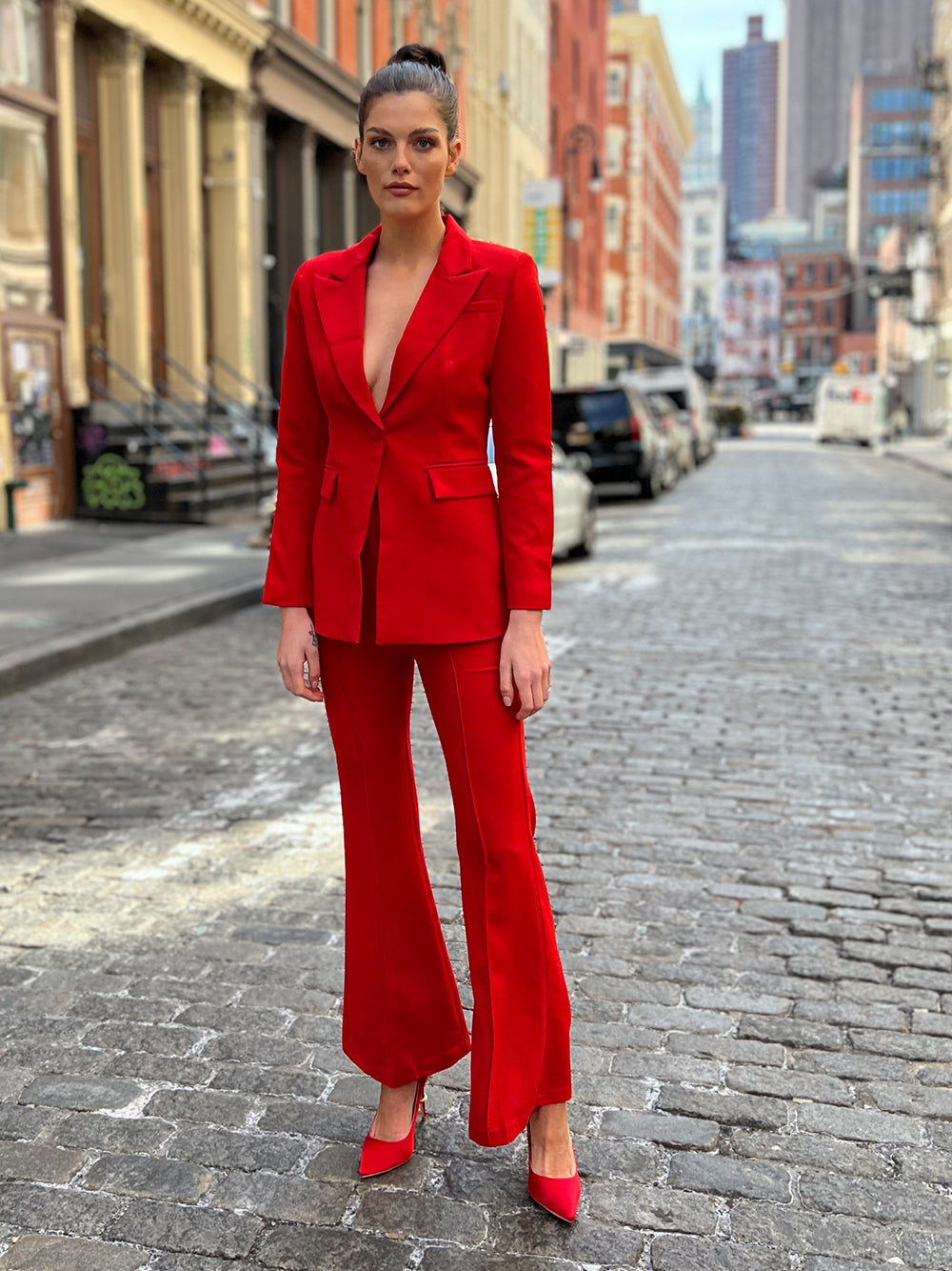 Conjunto de blazer y pantalón 212 en rojo