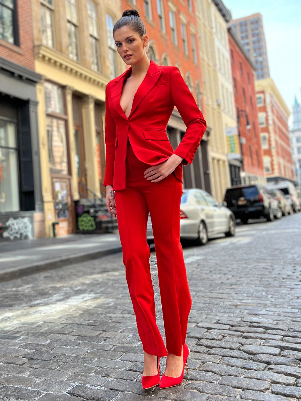 Conjunto de blazer y pantalón 212 en rojo