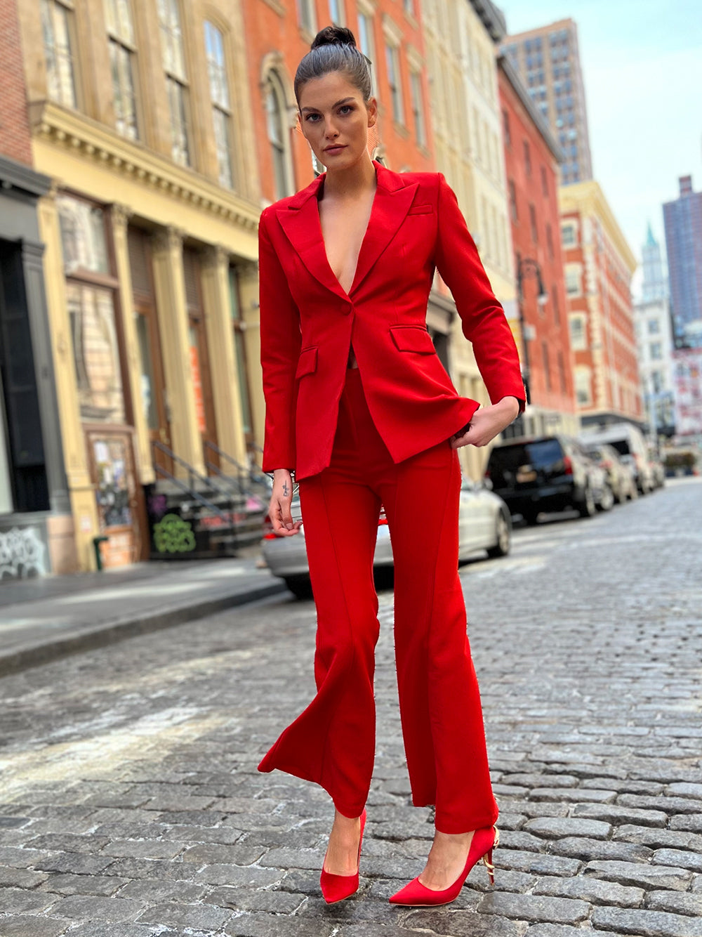 Conjunto de blazer y pantalón 212 en rojo