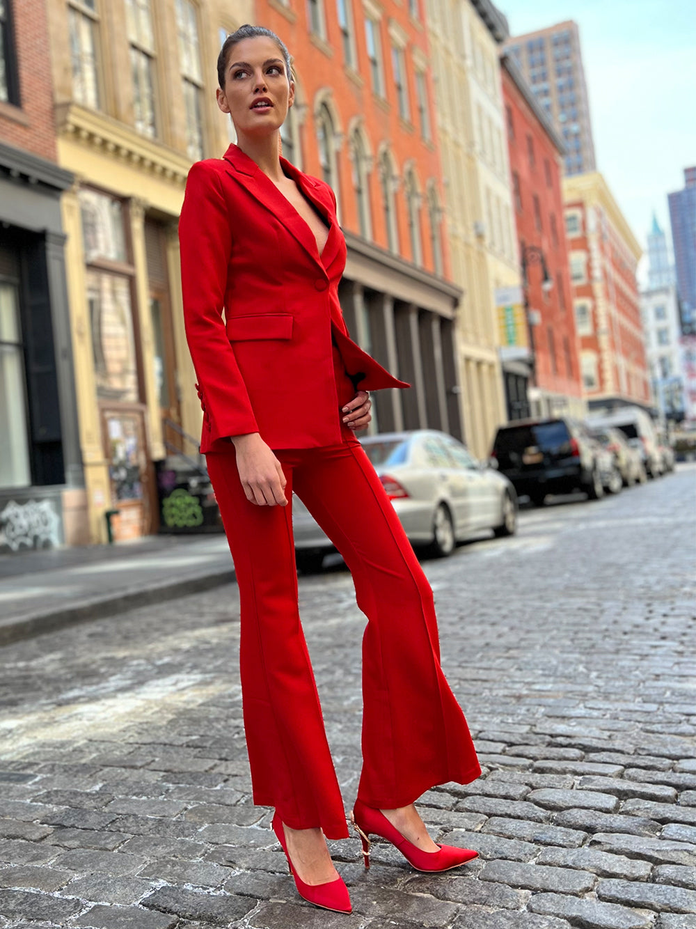 Conjunto de blazer y pantalón 212 en rojo