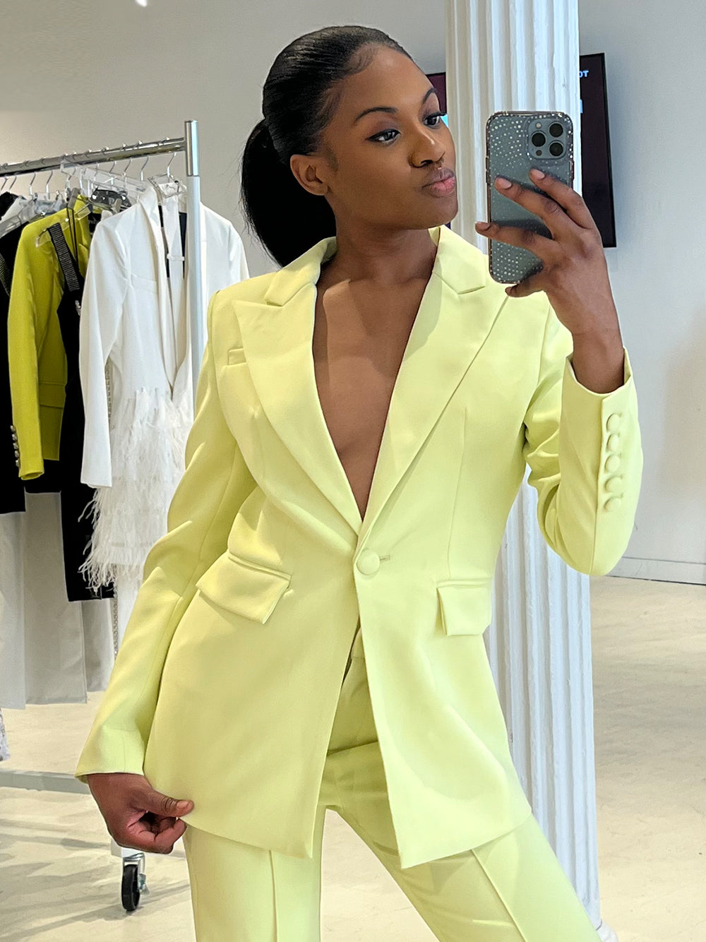 NAOMA Blazer &amp; Schlaghose Set in Limette