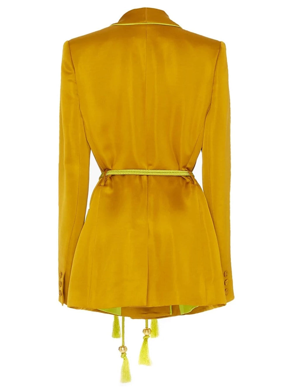 DALIDA Double-breasted Satin Blazer + Pants Matching Set in Gold