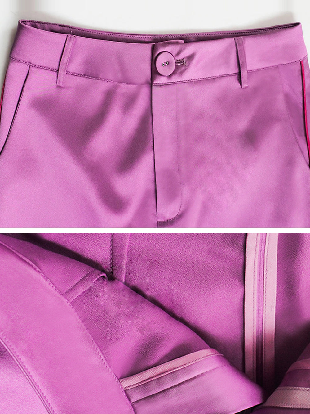 DALIDA Double-breasted Satin Blazer + Pants Matching Set in Pink