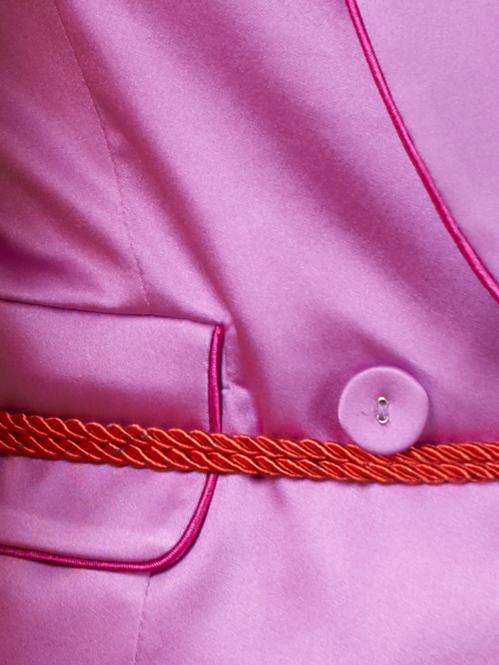 DALIDA Double-breasted Satin Blazer + Pants Matching Set in Pink