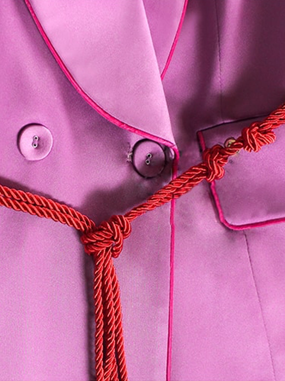 DALIDA Double-breasted Satin Blazer + Pants Matching Set in Pink