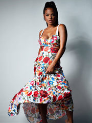 LA REPUBLIQUE Floral Top + Maxi Skirt Matching Set
