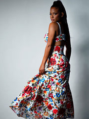LA REPUBLIQUE Floral Top + Maxi Skirt Matching Set