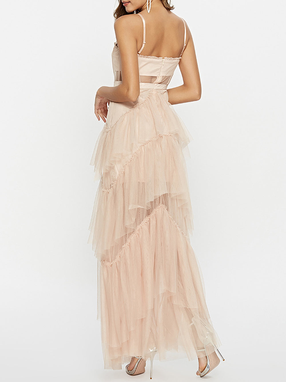 MADAME Strap High WaistTulle Maxi Dress