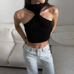 Heart Wave Ribbed Twisted Crop Top