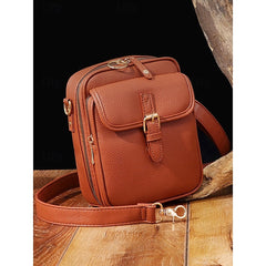 Bag Front Brown with Faux Vintage Leather Crossbody