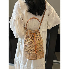 Bag - with Tote Summer Woven Drawstring Stylish Bucket