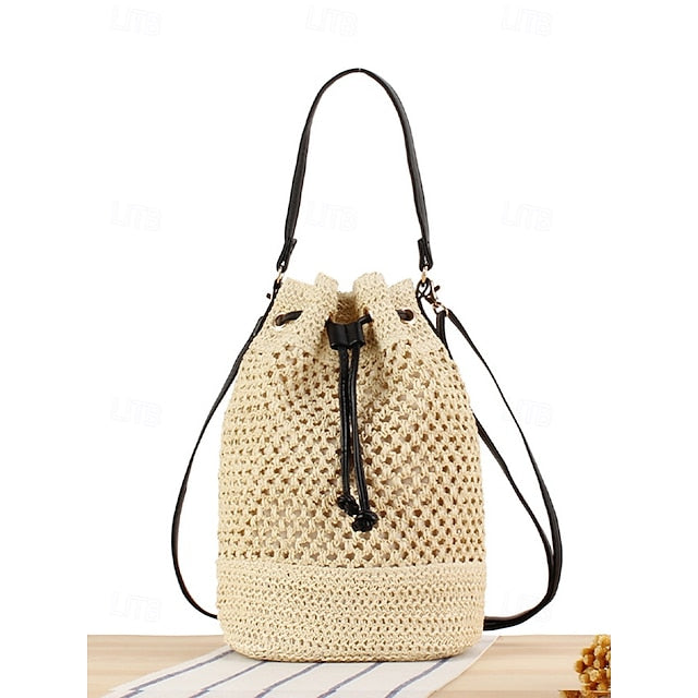 Bag - with Tote Summer Woven Drawstring Stylish Bucket