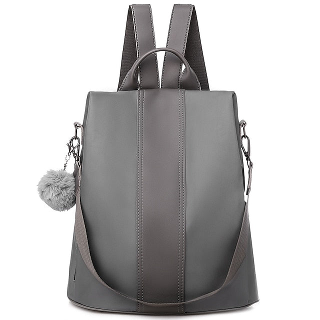 Purse Faux Convertible Leather Backpack with Pom