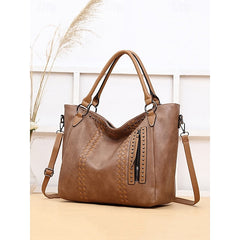 Brown Faux Tote Bag Handbag Leather Spacious