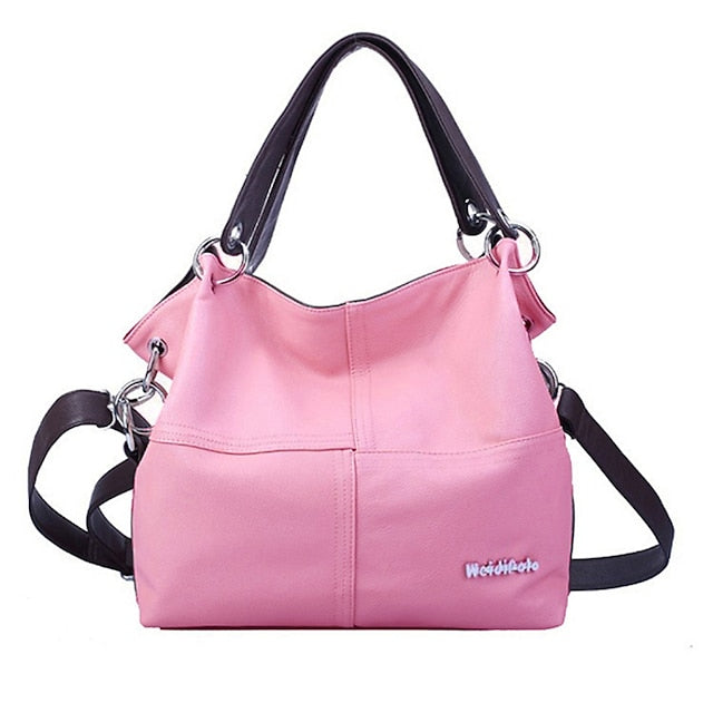 Casual Handbag with Canvas Leather Straps