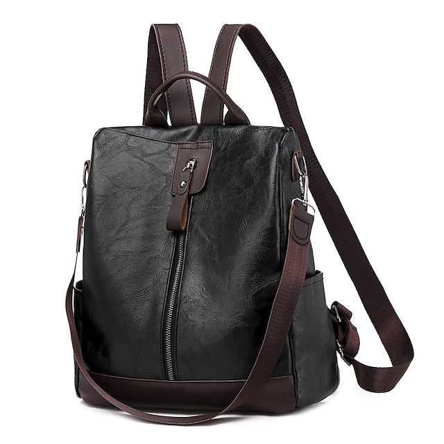 Convertible Backpack Faux Leather Caramel Purse