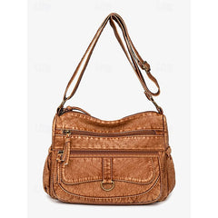Crossbody Brown Vintage Faux Bag with Leather