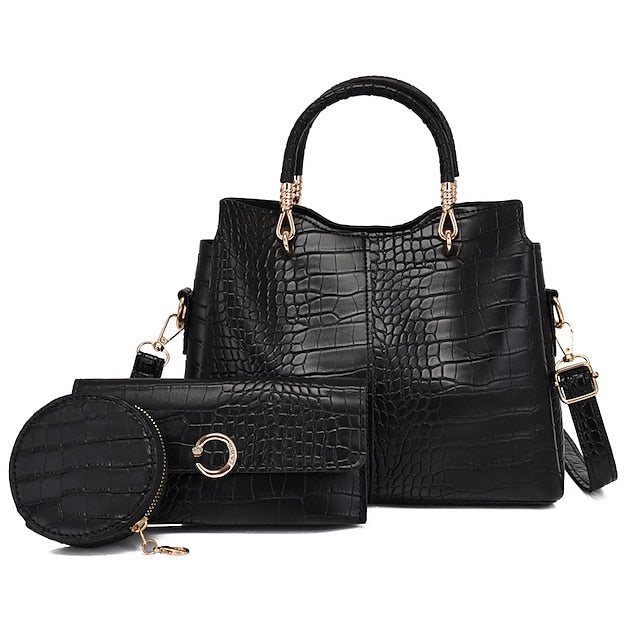 Bag Leather Going out Set PU Purse Office Pcs 3