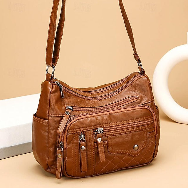 Bag Faux Multiple Leather with Quilted Crossbody