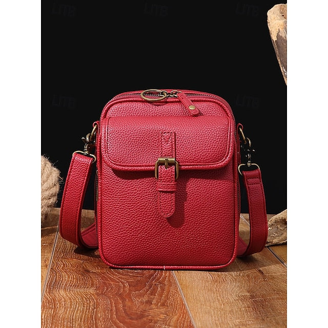 Bag Front Brown with Faux Vintage Leather Crossbody