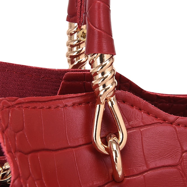 Bag Leather Going out Set PU Purse Office Pcs 3